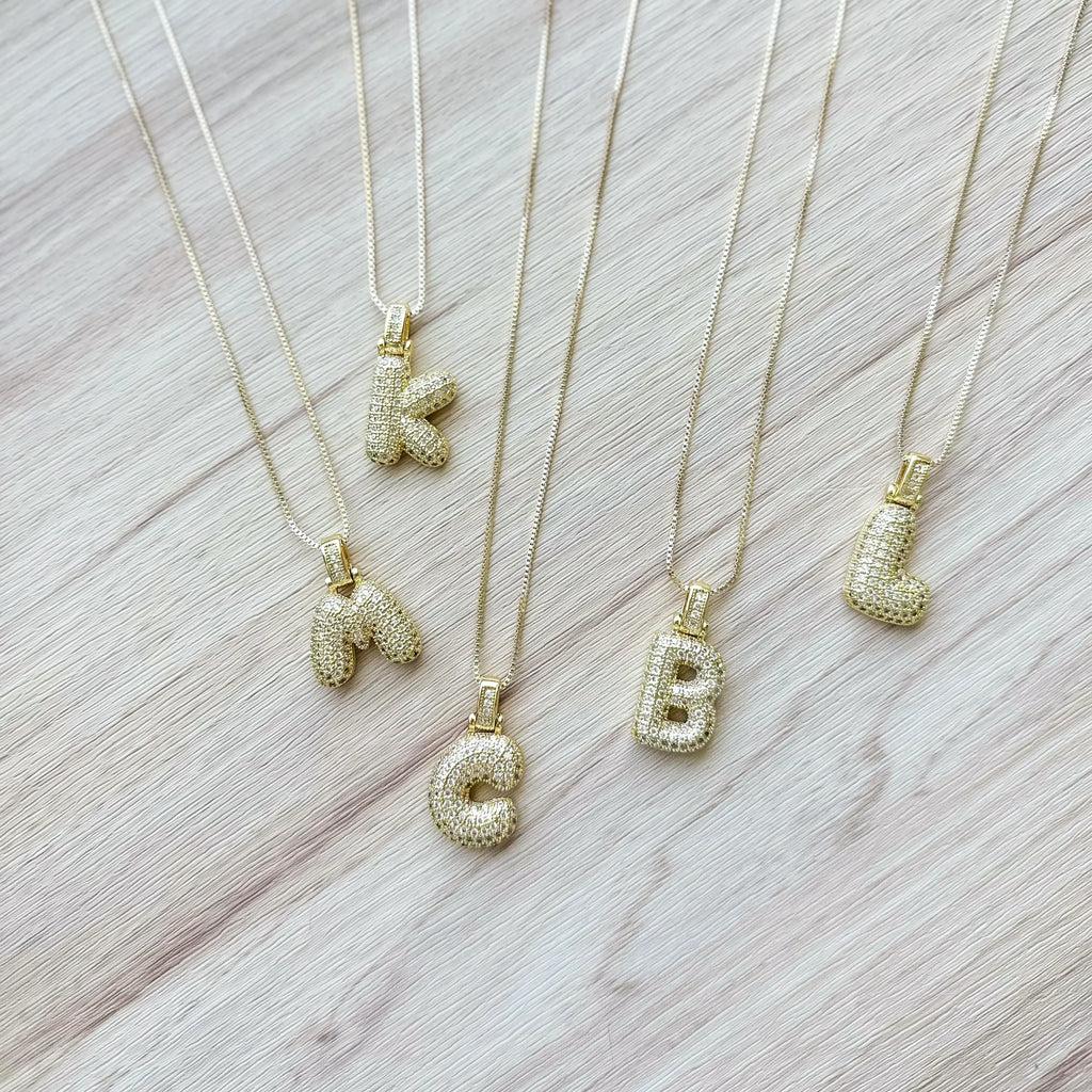 Bubble Letter Necklace | Rhinestone