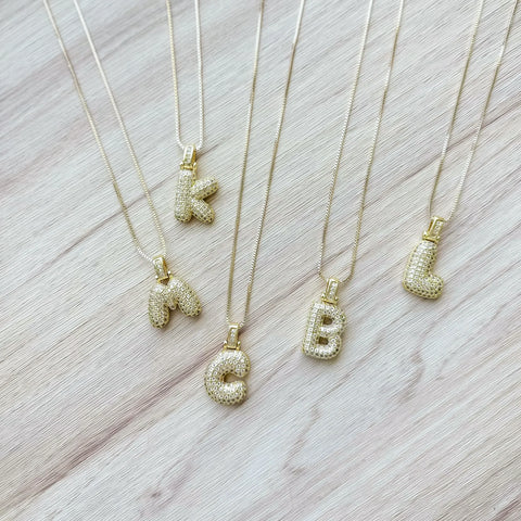 Bubble Letter Necklace | Rhinestone