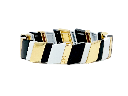 Nikki - Slanted Black/White/Gold